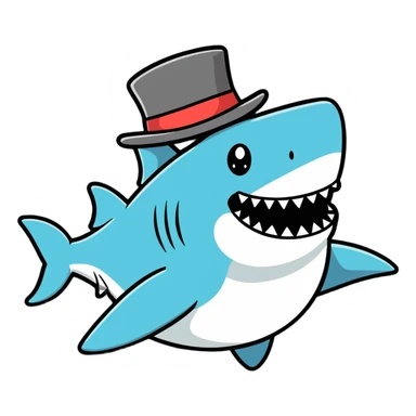 shark in a top hat sticker