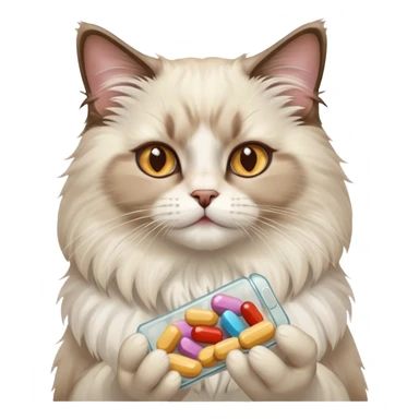 Adult ragdoll cat giving selling pills  sticker