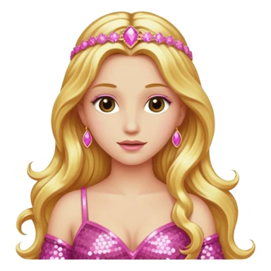 Venus, Goddess of Love with long golden blonde hair, pink sequin outfit sticker