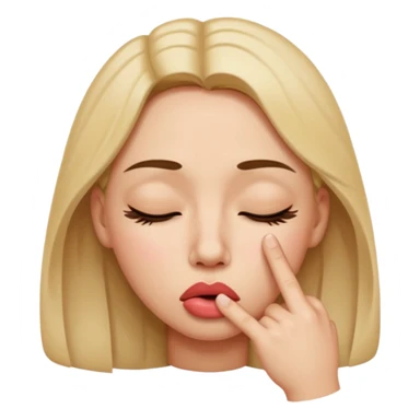 una cara con los ojos cerrados y con un dedo en la boca coqueta  sticker