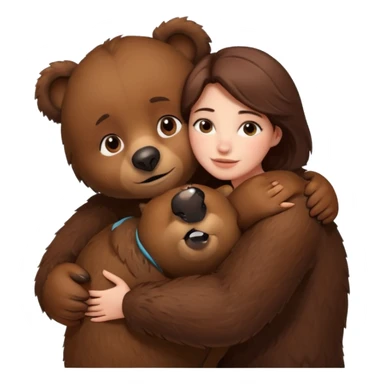 Woman loving a big  bear sticker