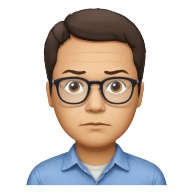 Emoji of Gustavo Petro, a man with glasses and short hair, serious expression, wearing a casual shirt sticker
