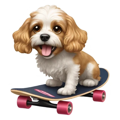 Cavapoo dog riding a skateboard sticker