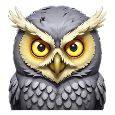 zombie owl portrait, head and shoulders only, ragged feathers, glowing eerie eyes, haunted night creature vibe, 3D cartoon, mobile game icon style, clean background, no text, no watermark
 sticker