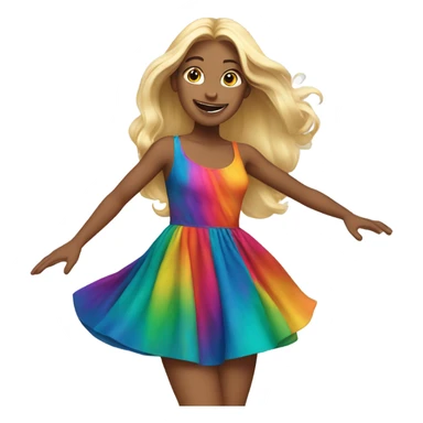 blonde long haired girl dancing in chromatic dress sticker