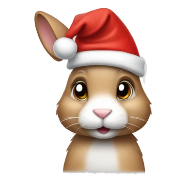 Bunny wearing a Santa hat sticker