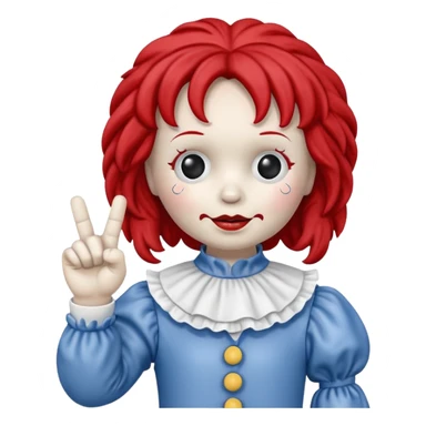 raggedy ann doll flipping off with middle finger creepy  sticker