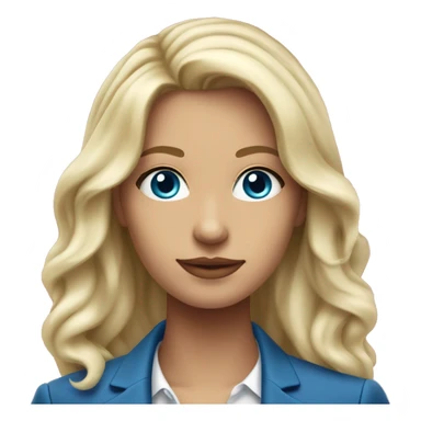 a 25 years old business woman in finance with long curled platinum blonde hair wearing hot pink blazer. she is white and has blue eyes sticker