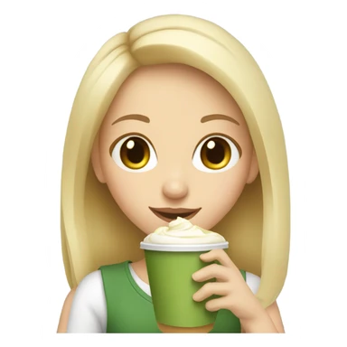 blond girl with matcha latte  sticker