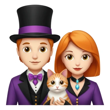 magician couple and their pet cat sticker