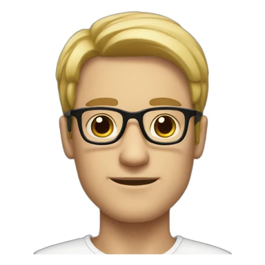 White man with black hair and big forhead wearing glasses sticker