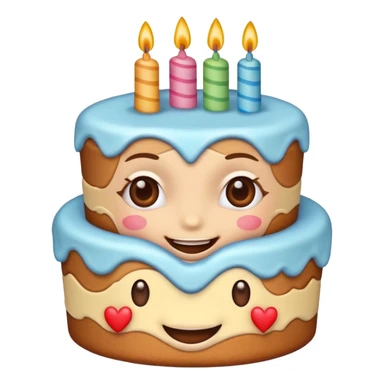 smiling face with heart eyes and birthday cake sticker