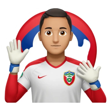 Keylor NavasK camisa roja de Costa Rica  y guantes de portero qué el escudo de costa  rica sea la bandera dentro de un circulo blanco  sticker