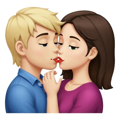 blonde boy and brunette girl kissing sticker