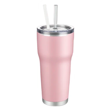 Light pink 40 oz tumbler with handle and straw sticker