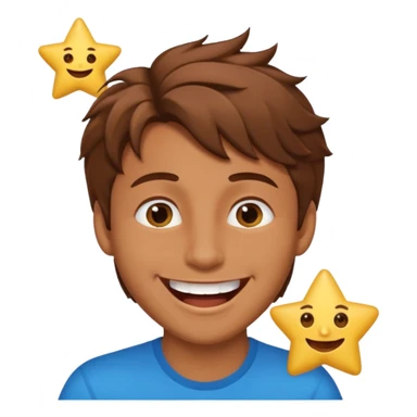 Color de piel moreno los ojos ke sean de estrella riéndose y pelo café hombre  el pelo asialado🤩 sticker