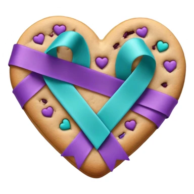 Purple teal Suicide awareness ribbon, heart cookie sticker