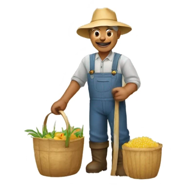 farmer grandfather working in the field sticker