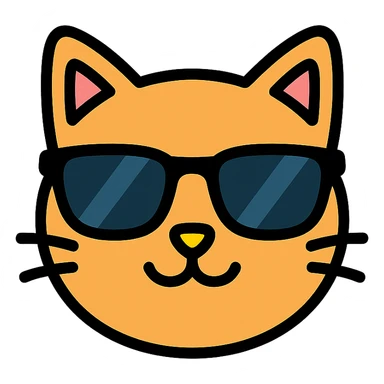 cat wearing sunglasses, color outline icon style sticker