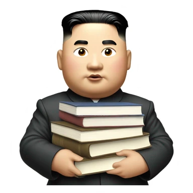 kim jong-un holding a stack of books sticker