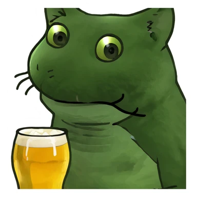 Tired on a beach and a beer with a kitten  sticker