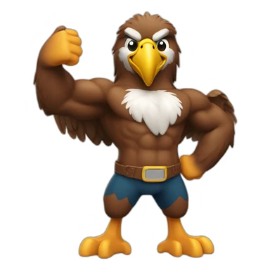 eagle with thumbs up and big smile and muscle pose showing the bicepts sticker