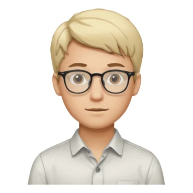 A young man using glasses with a blond dark hair and white skin color sticker