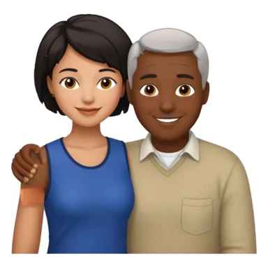 mixte couple black girl  with short hair , dark haired older white man sticker