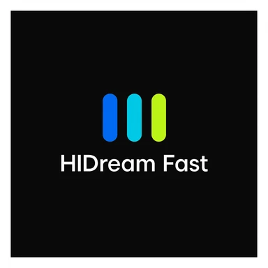 create high dream logo like this with text "HIDream Fast", black background  sticker