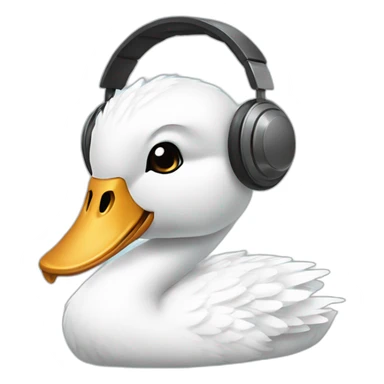 swan wearing headset with micro sticker