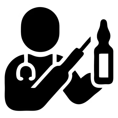 A doctor injecting an ampoule sticker