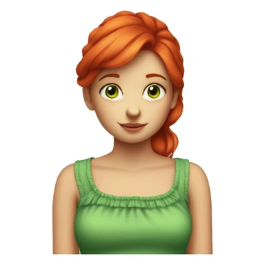shy girl with red hair and green eyes, and old fashioned colorful top sticker