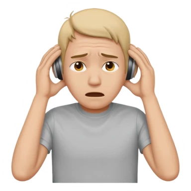 Frustrated person covering their ears sticker