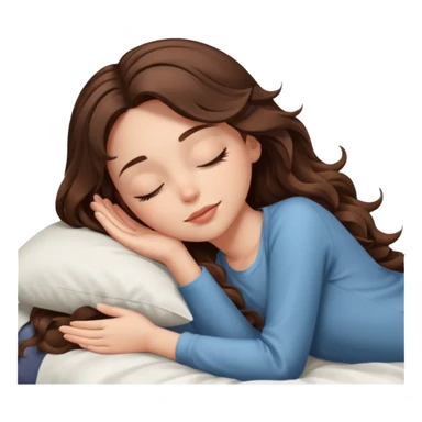 Um amenina super linda com cabelo marrom meio preto  com as pontas ondulado,  cabelo grande na cama deitada com o olho fechado  sticker