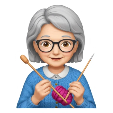 grandma knitting sticker