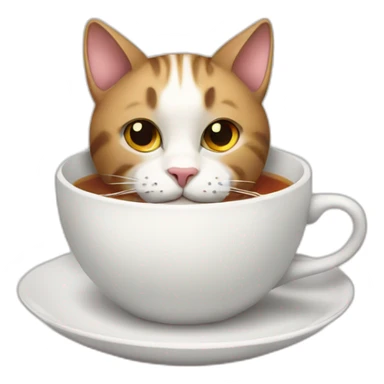 cat drinking a cup of tea sticker