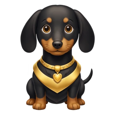Long hair black with gold chest wiener dog  sticker