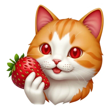 Un gato comiendo una fresa  sticker