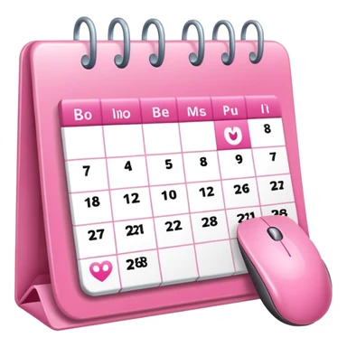 online booking icon -- calendar (pink) + mouse pointer sticker