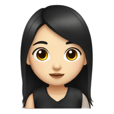 cute asian girl with black clothes and black hair with blonde highlights holding an alpaca sticker