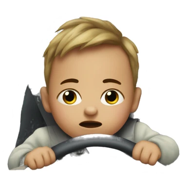 Baby driving frustrated in traffic needing to go to the bathroom sticker