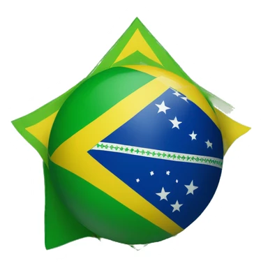 Design an emoji of the Brazilian flag, highlighting the green background, yellow diamond, and the blue globe with the "Ordem e Progresso" banner and stars. sticker