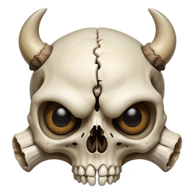 An animal creature-beast-hybrid, a partial skull caps its head, hollow eye sockets staring above its living gaze sticker