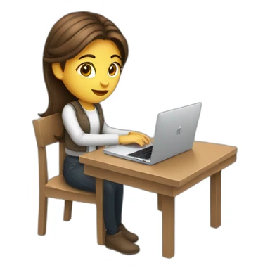 programmer girl with brown hair working with MacBook sticker