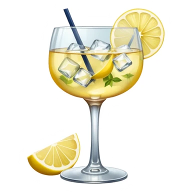Spritz St-Germain avec citron et glaçons dans un verre cocktail  sticker