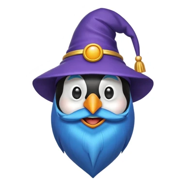 penguin wizard in the style of a 3d emoji sticker