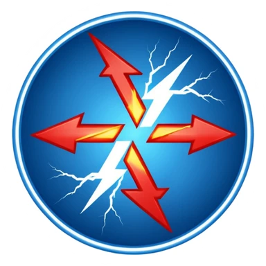 Red and blue lightening in a circle shape with effects like real one  sticker