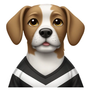 Dog wearing black and white striped football shirt sticker