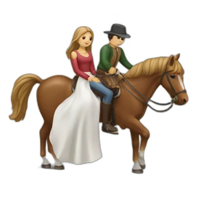 Couple assis sur un cheval sticker