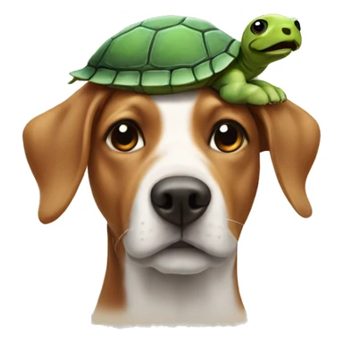 Dog with a turtle on its head sticker